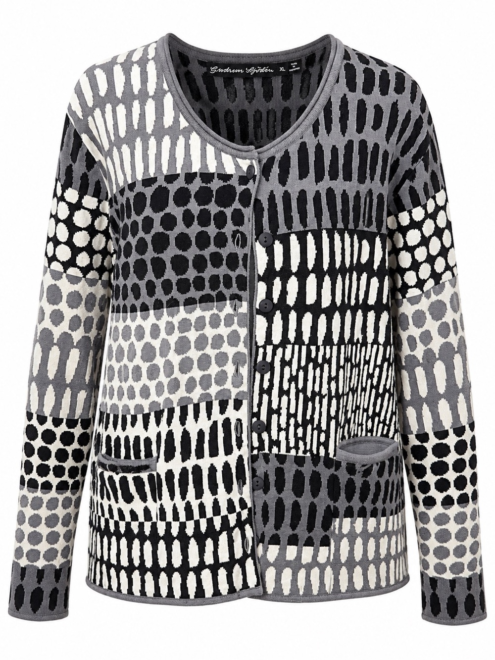 Gudrun Sjödén Organic Cotton Patchwork Cardigan XL Scandinavian Artsy Boho